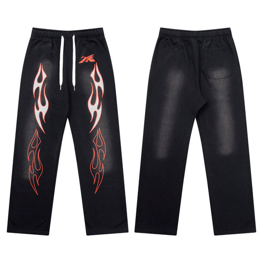 HELLSTAR Black Flame Print Sweatpants