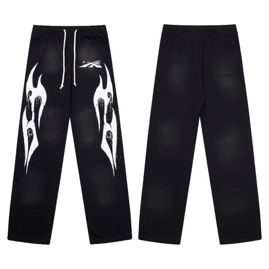 HELLSTAR Skull Flame Graphic Sweatpants Black