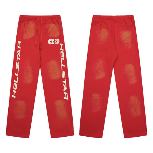 HELLSTAR Logo Print Sweatpants Red Streetwear