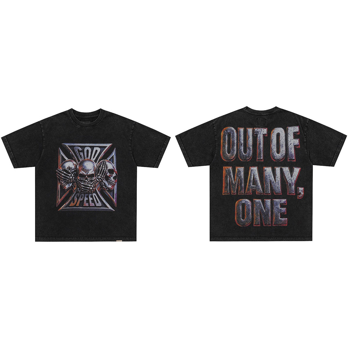 GodSpeed Skull Graphic T-Shirt – Washed Black