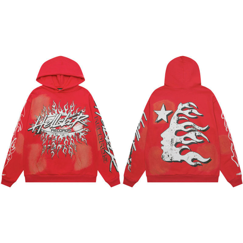 HELLSTAR Records Flame Red Hoodie