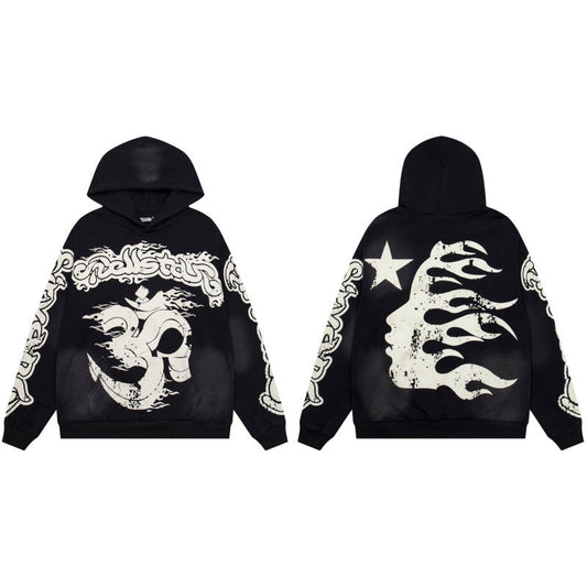 HELLSTAR Flame Star Graphic Hoodie – Black