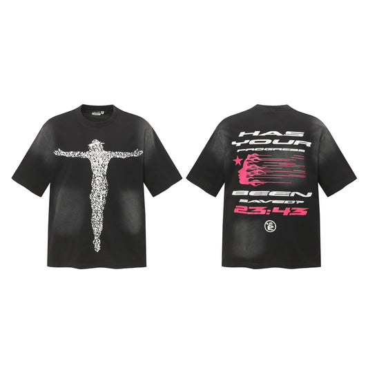 HELLSTAR Pink Graphic Oversized T-Shirt