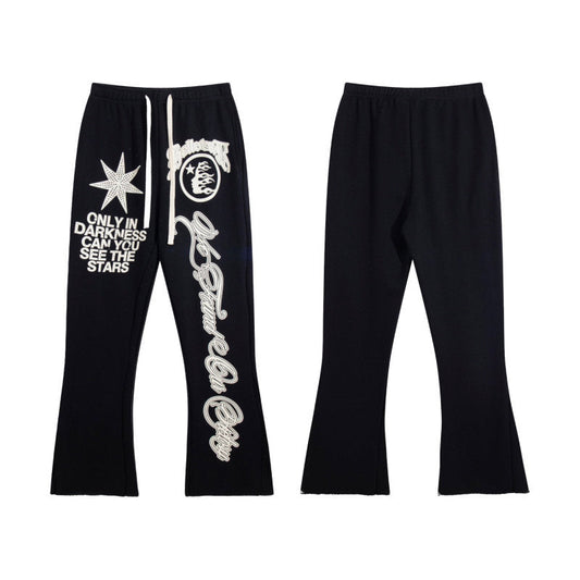 HELLSTAR Darkness Stars Flare Sweatpants Black