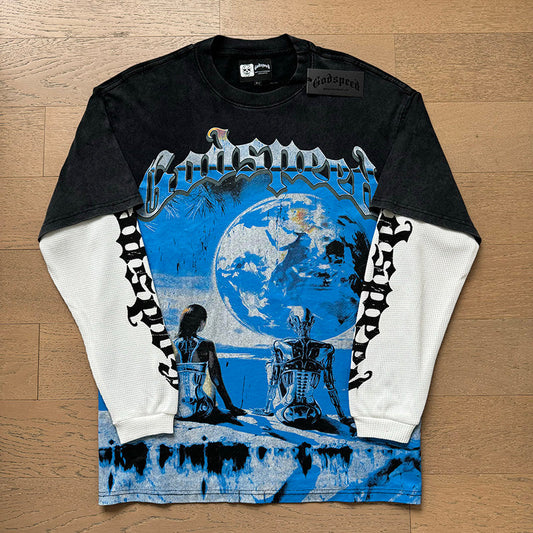 GodSpeed Black Earth Graphic Layered Long Sleeve T-Shirt