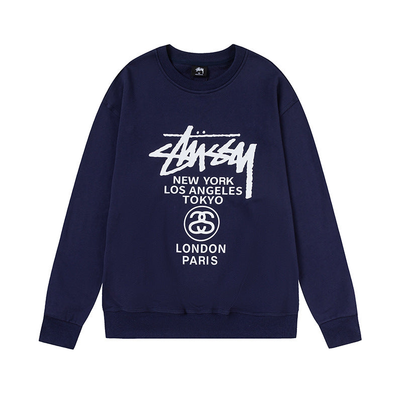 STUSSY World Tour Navy Crewneck Sweatshirt