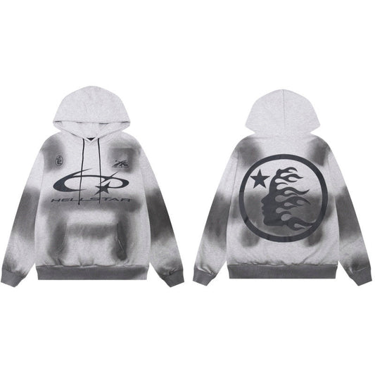 HELLSTAR Washed Grey Graphic Hoodie