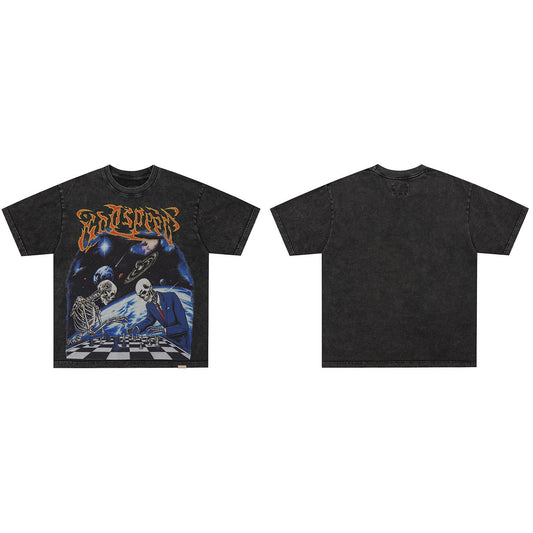 GodSpeed Washed Black Space Skull T-Shirt