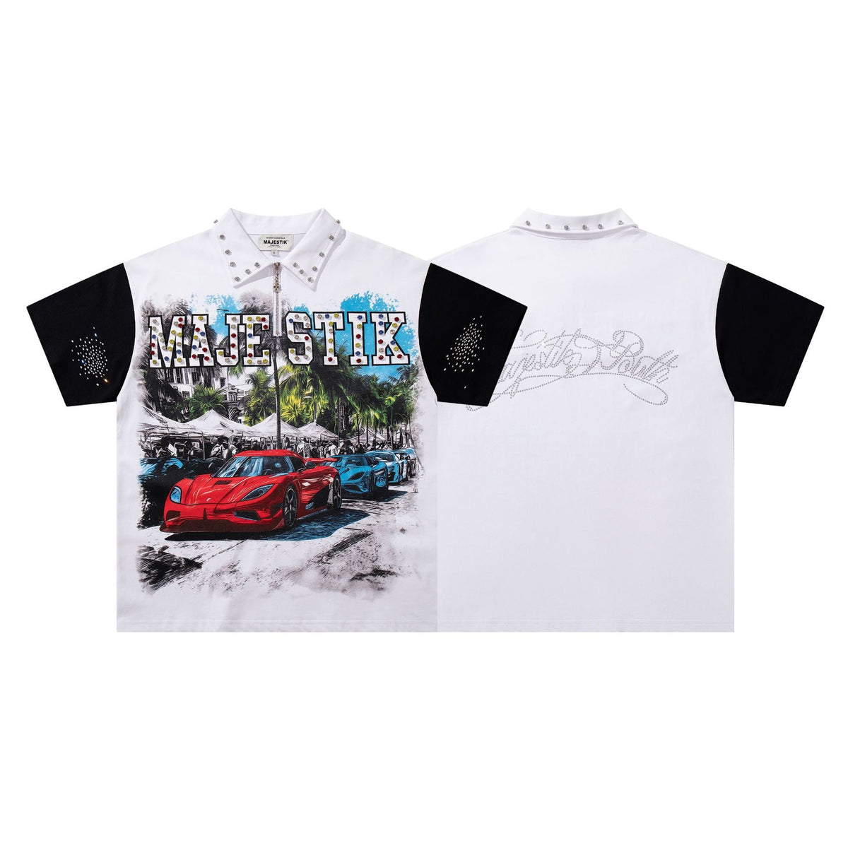 MAJESTIK Luxury Racing Graphic Polo Shirt