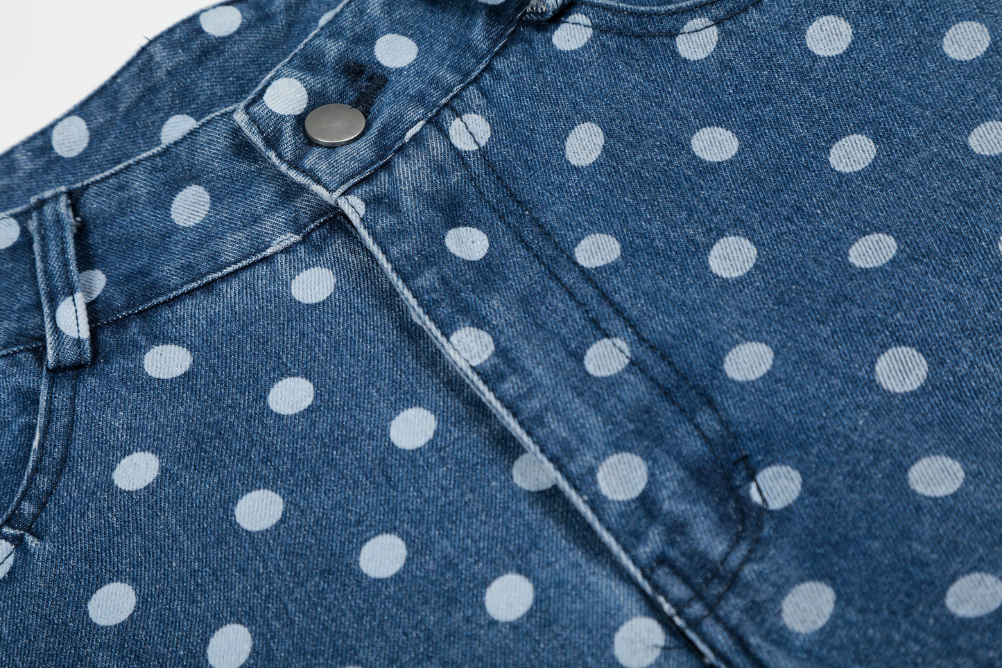CapCabin Polka Dot Washed Denim Jeans