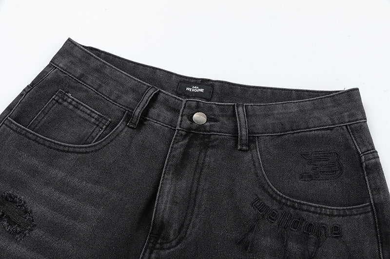 WELLDONE Distressed Straight-Leg Jeans