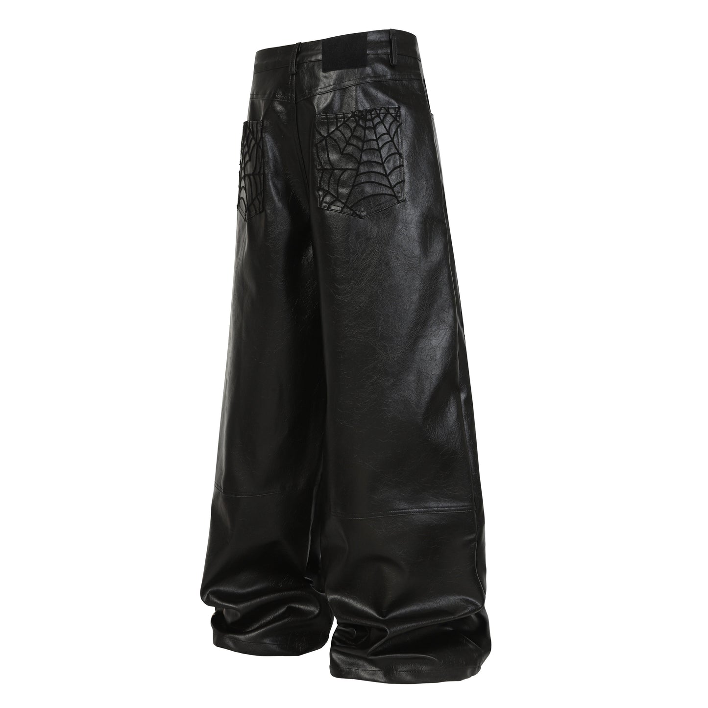 CapCabin Web Embossed PU Wide-Leg Pants