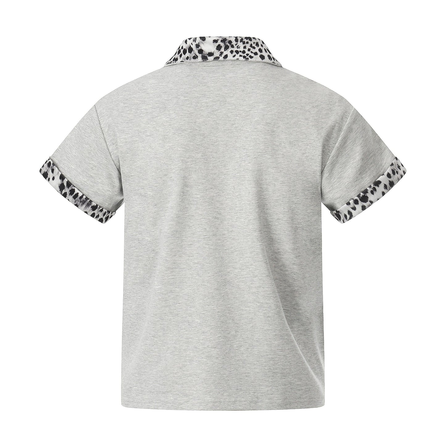 CapCabin “Leopard Trim Zip Polo”