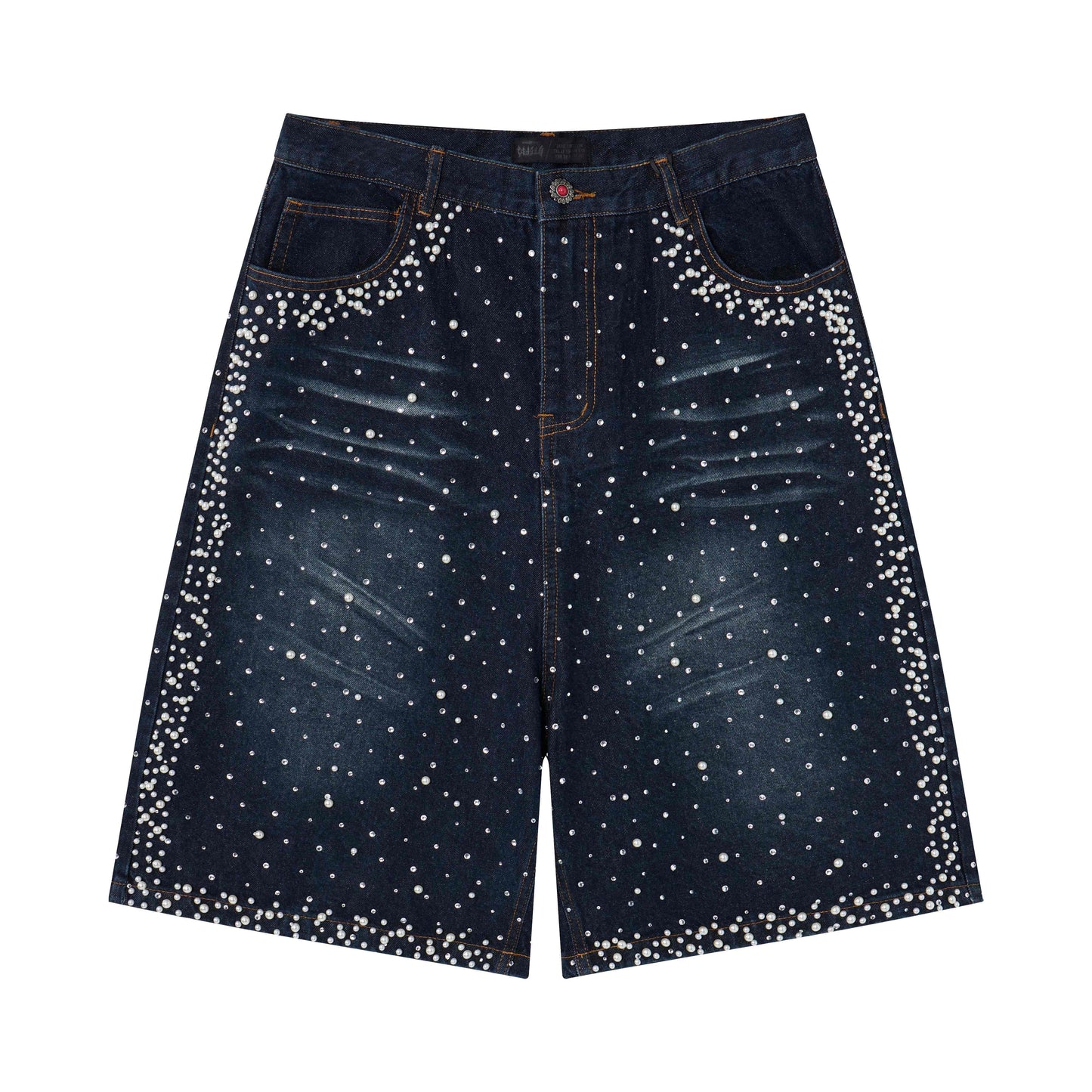 CapCabin Pearl Studded Denim Shorts