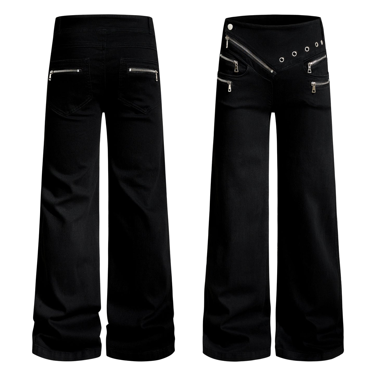 CapCabin Zipper Detail Flared Pants