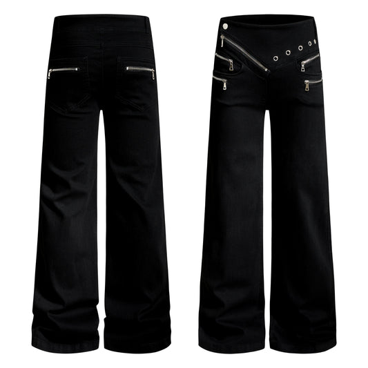 CapCabin Zipper Detail Flared Pants