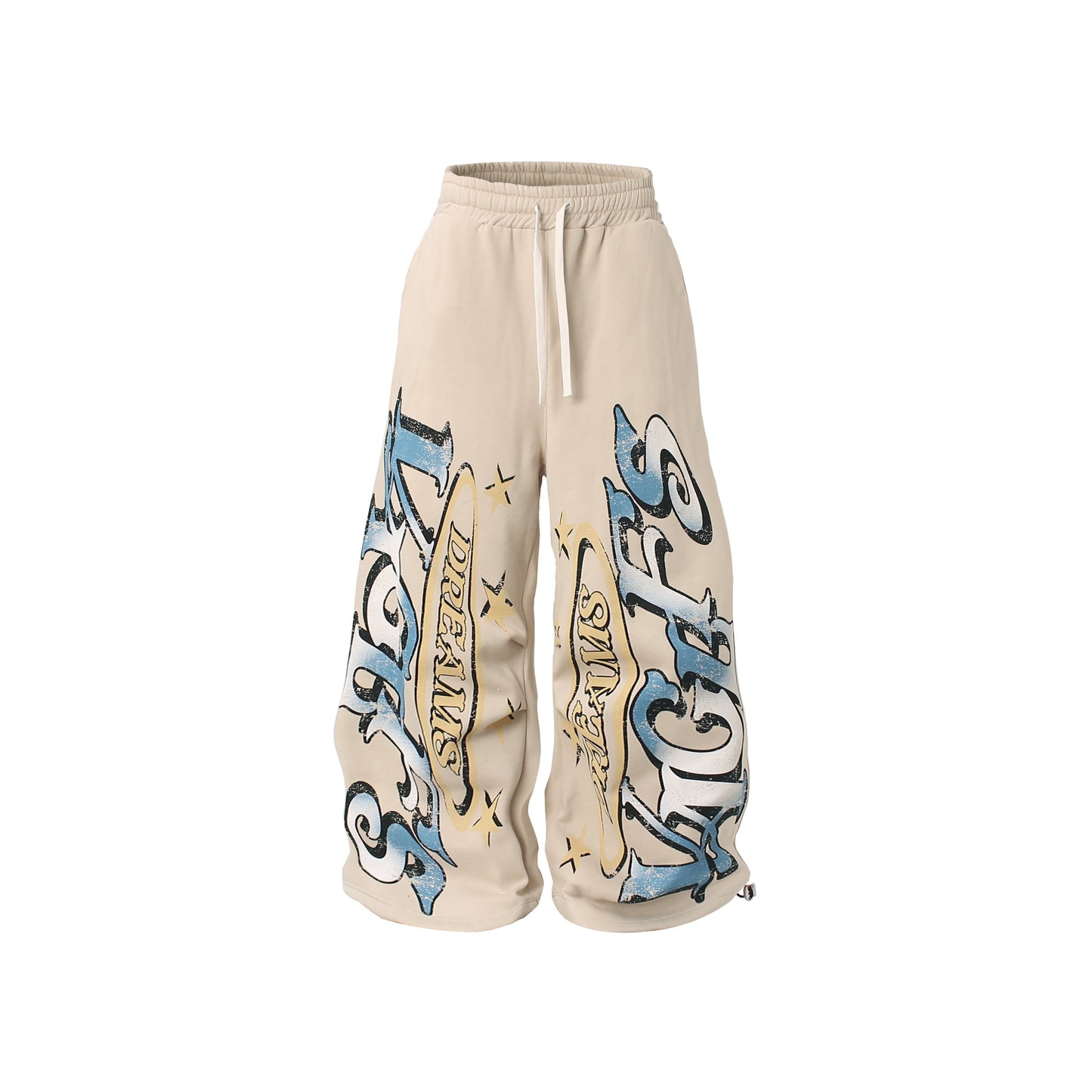 CapCabin Fleece-Lined Letter Graphic Wide-Leg Sweatpants