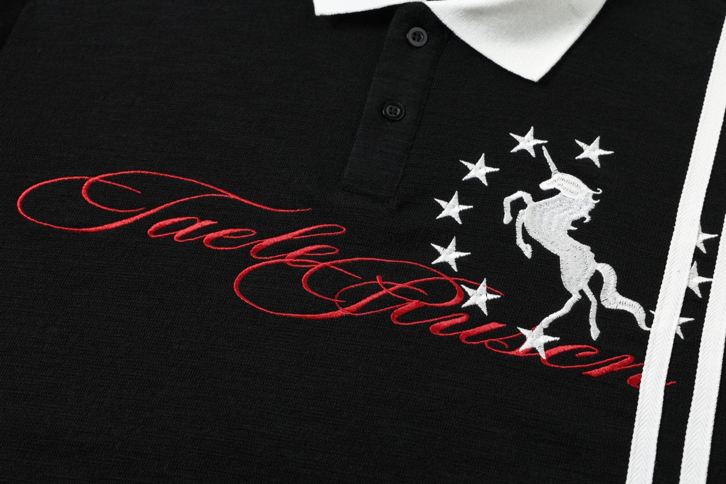 CapCabin “Script Stripe Polo Tee”
