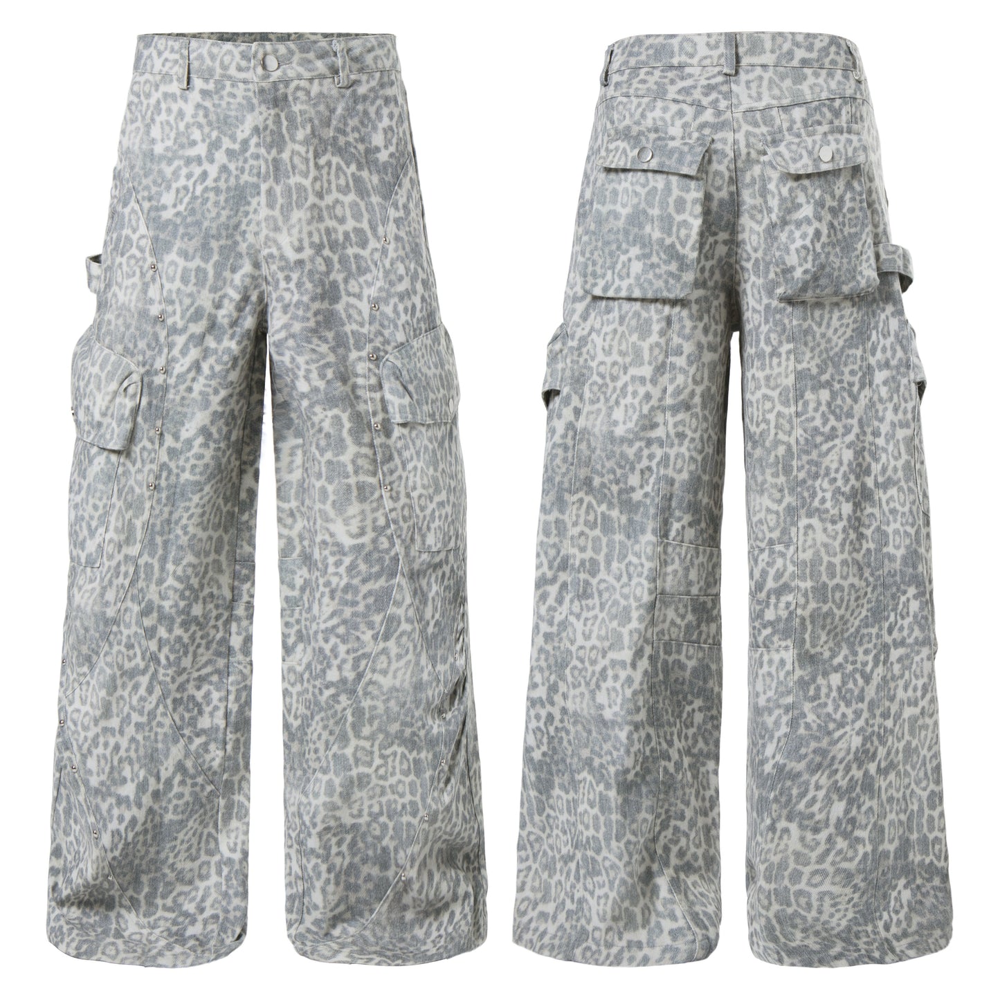 CapCabin Leopard Utility Wide-Leg Pants