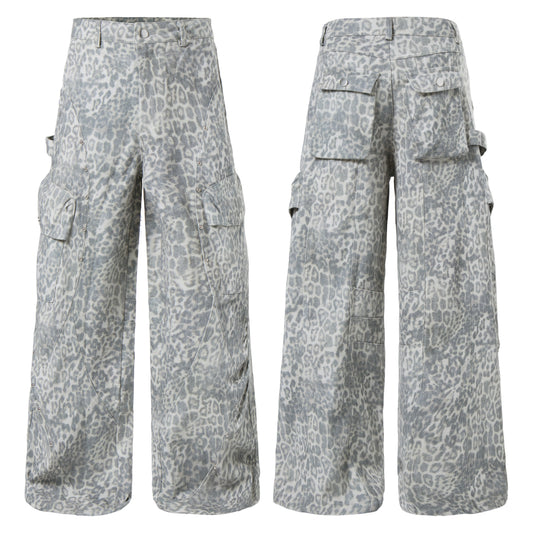 CapCabin Leopard Utility Wide-Leg Pants