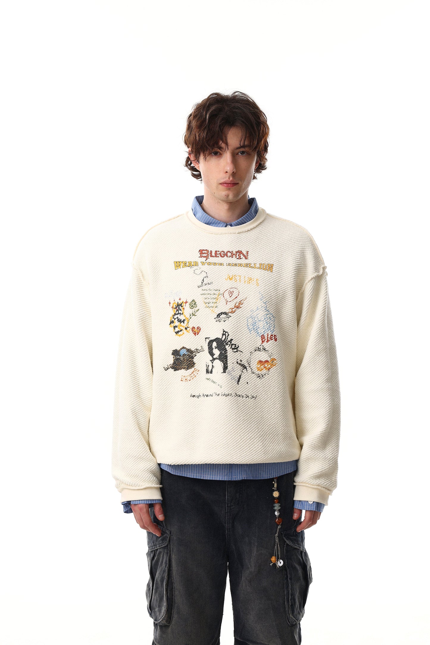 CapCabin Graphic Textured Sweatshirt