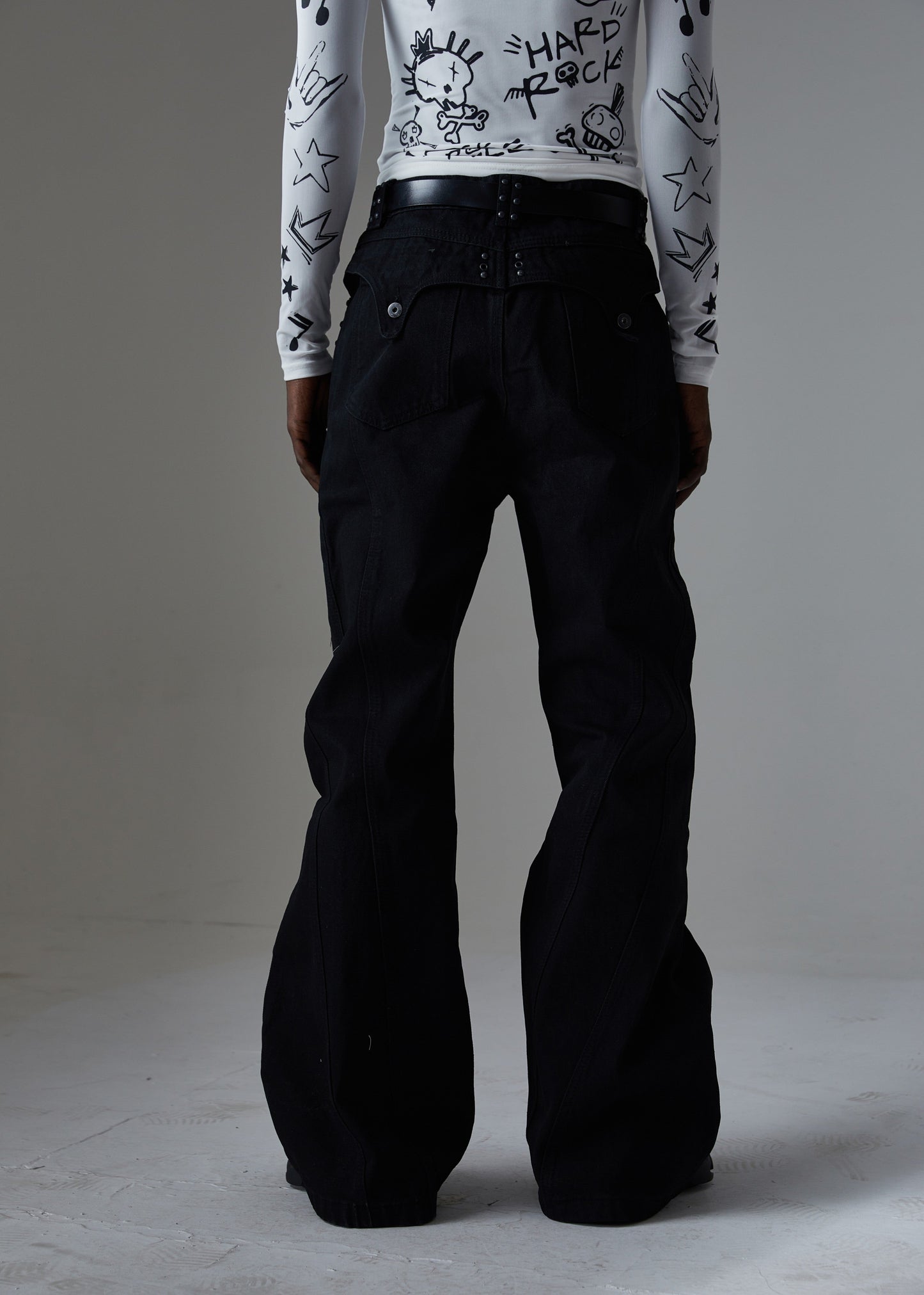 CapCabin Studded Panel Wide-Leg Jeans