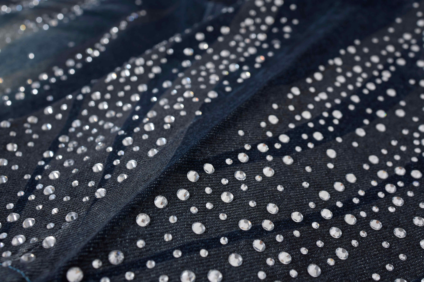 CapCabin Rhinestone Wash Denim Shorts