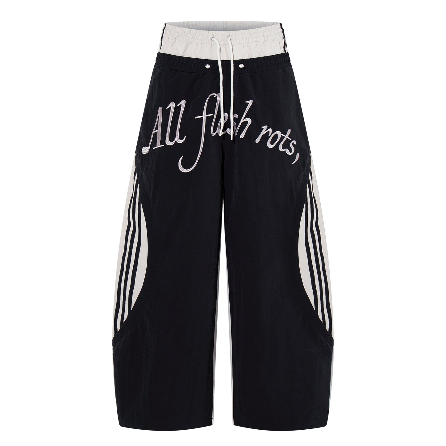 CapCabin Script Graphic Wide-Leg Track Pants