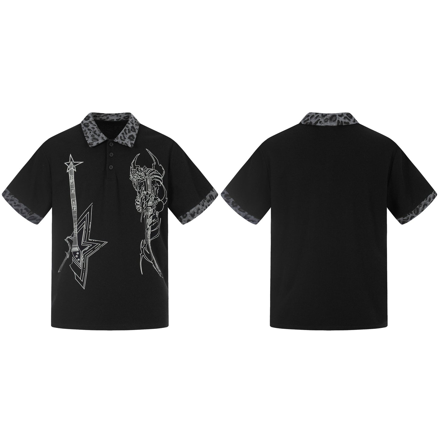 CapCabin “Leopard Collar Graphic Polo Tee”
