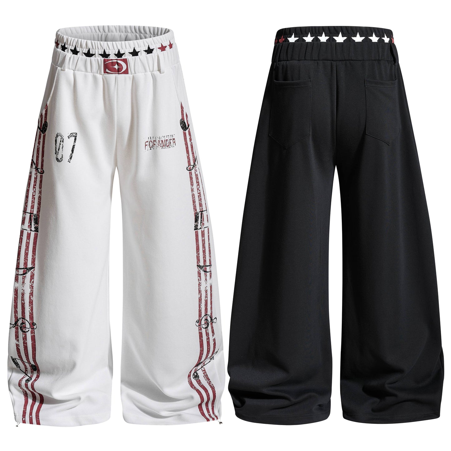 CapCabin Vintage Stripe Graphic Wide-Leg Pants