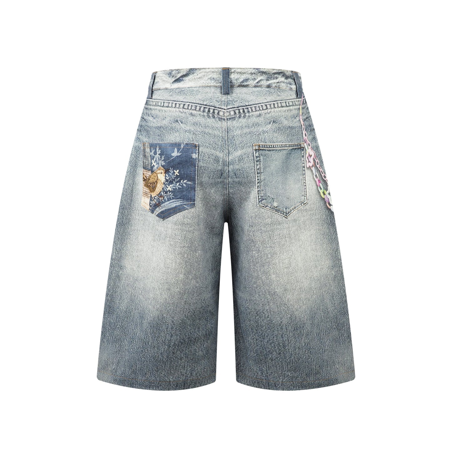 CapCabin “Vintage Charm Patch Denim Shorts