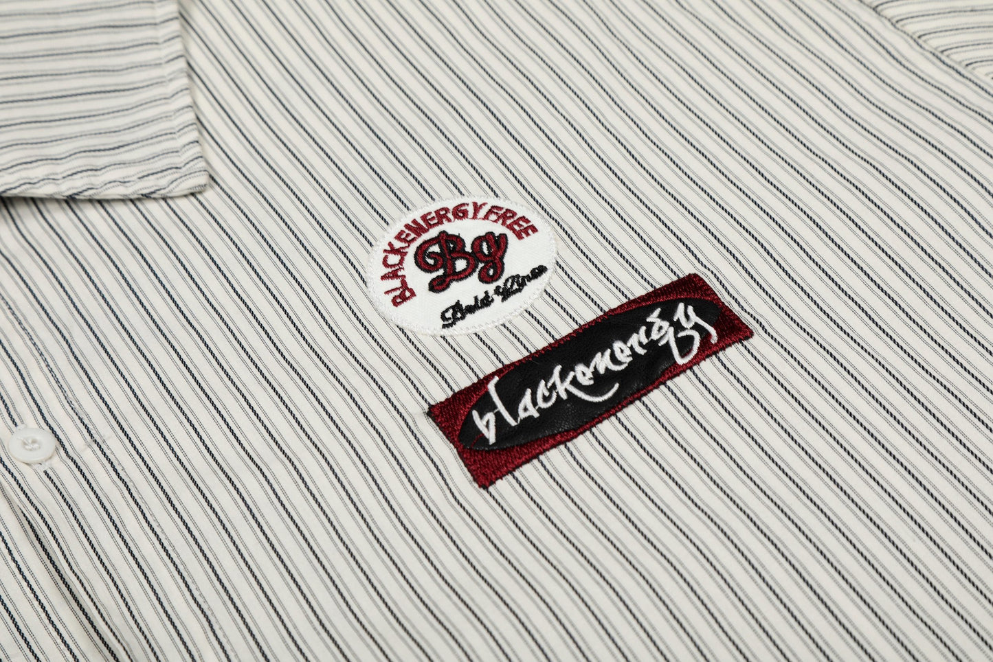 CapCabin “Pinstripe Patch Graphic Shirt”