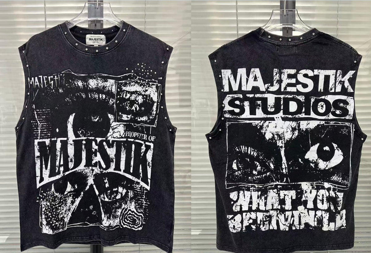 Majestik Vintage Graphic Sleeveless T-Shirt