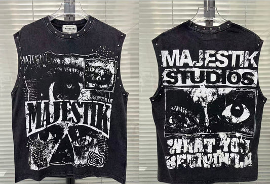 Majestik Vintage Graphic Sleeveless T-Shirt
