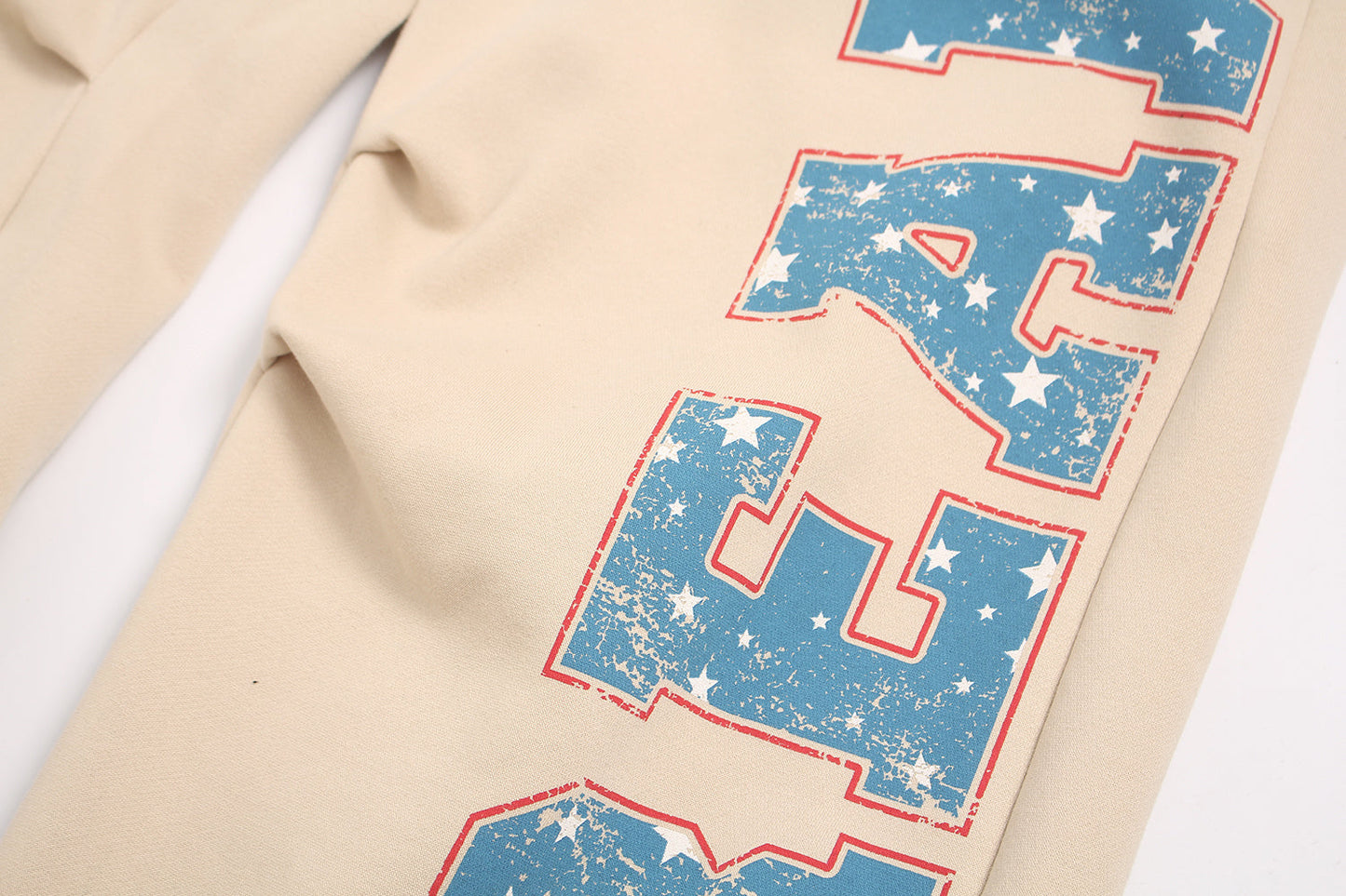CapCabin Fleece-Lined Retro Letter Wide-Leg Sweatpants