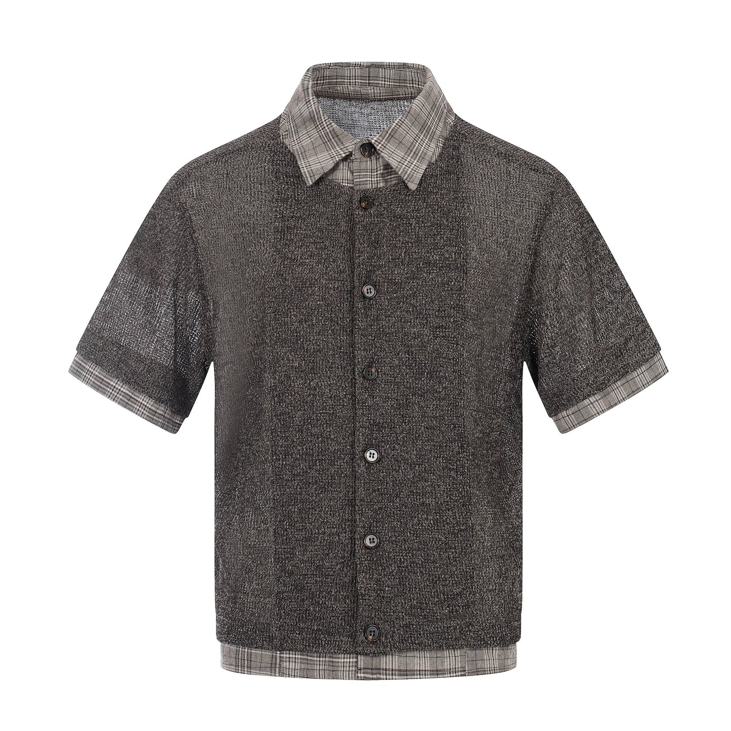 CapCabin “Layered Knit Check Shirt”