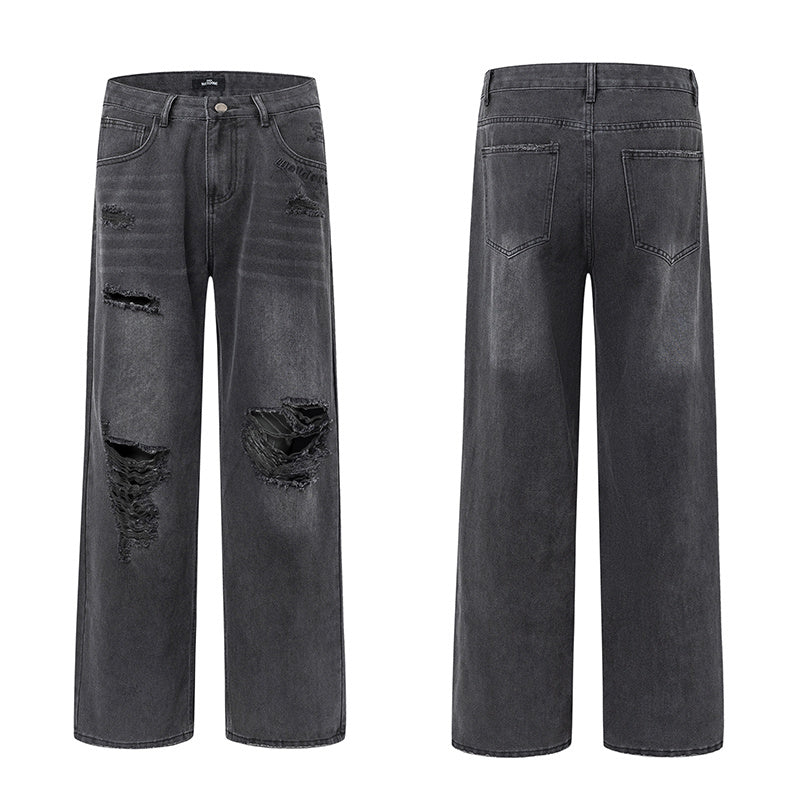 WELLDONE Distressed Straight-Leg Jeans