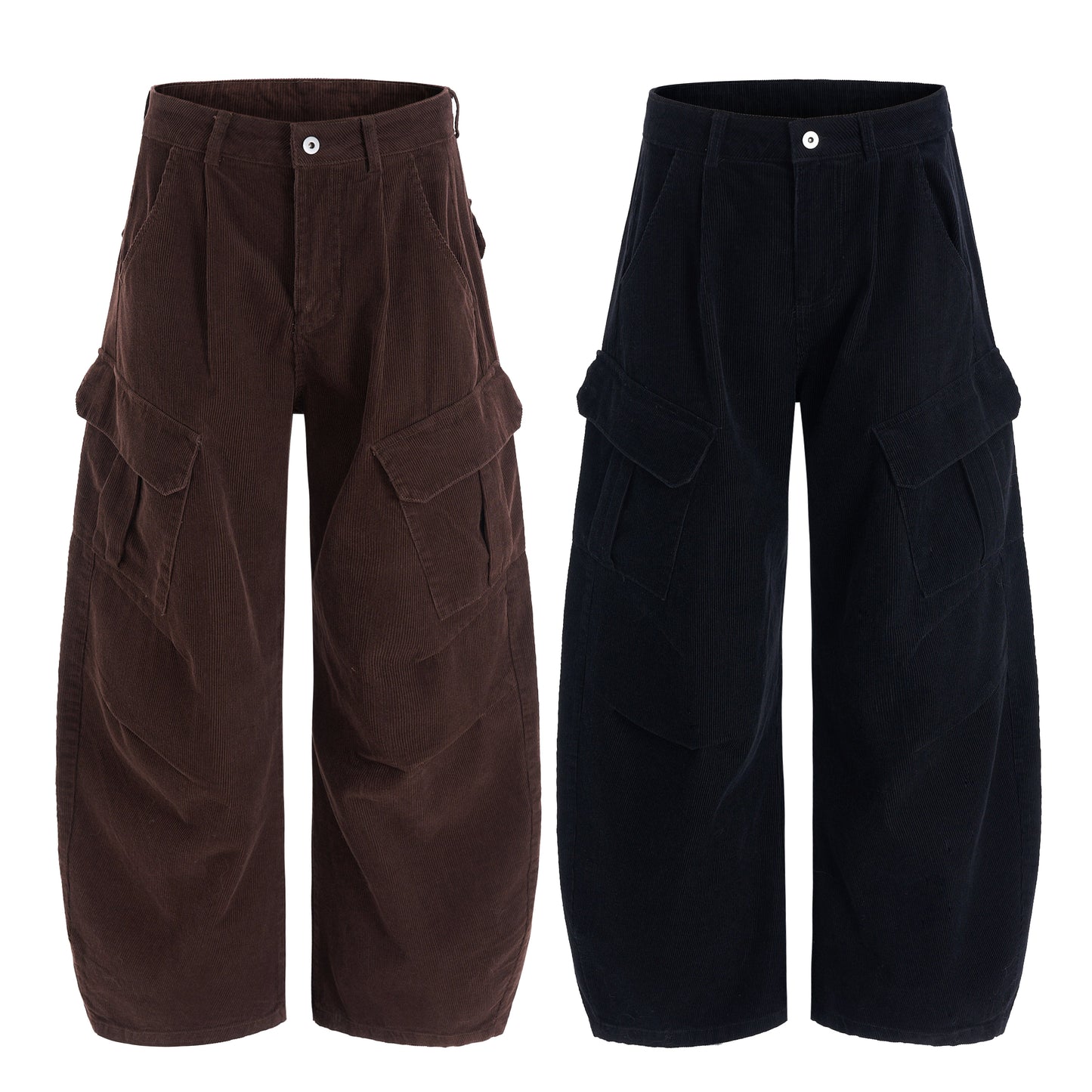 CapCabin Corduroy Cargo Wide-Leg Pants