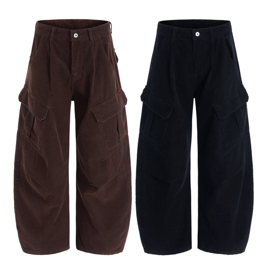 CapCabin Corduroy Cargo Wide-Leg Pants