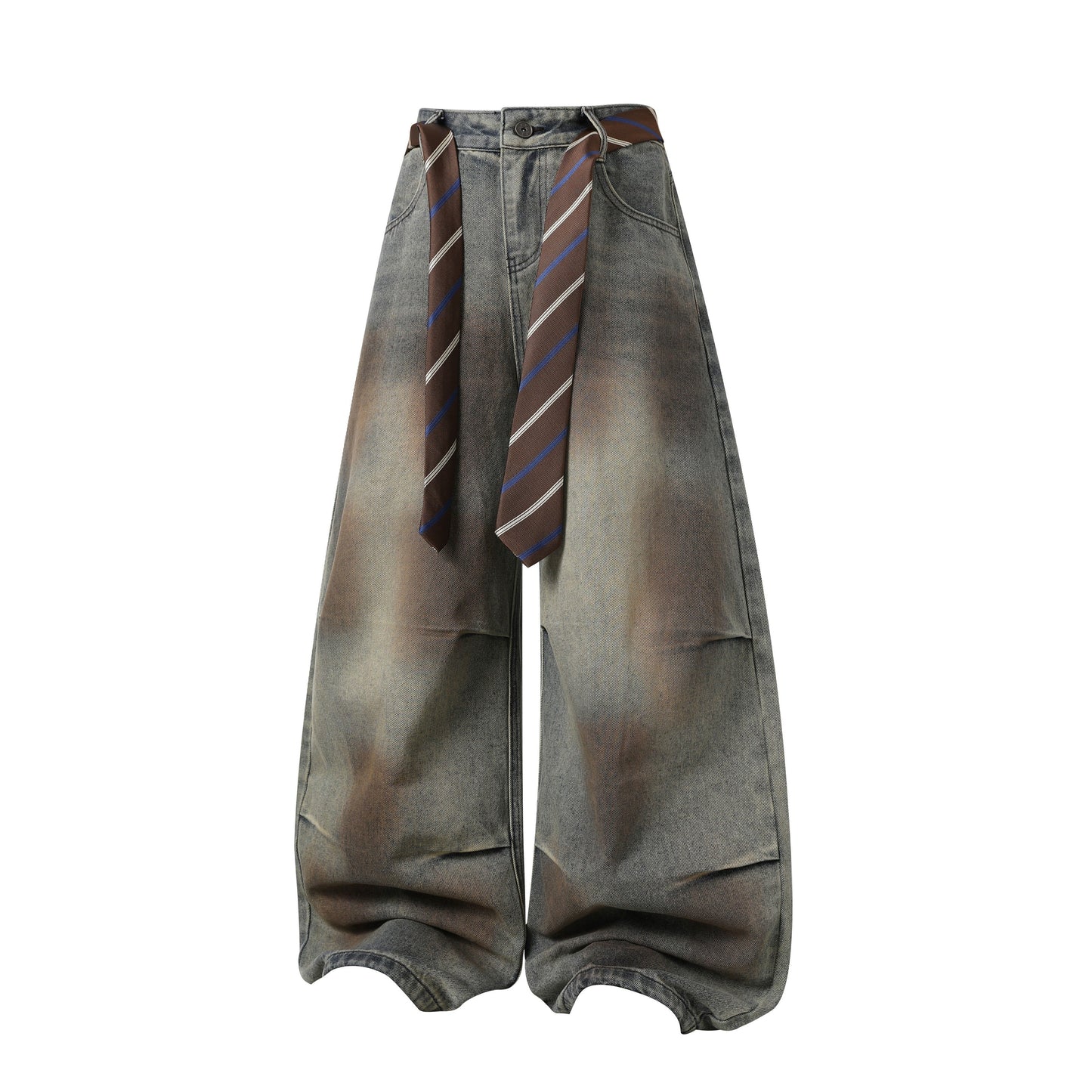CapCabin Tie-Waist Wide-Leg Denim Pants