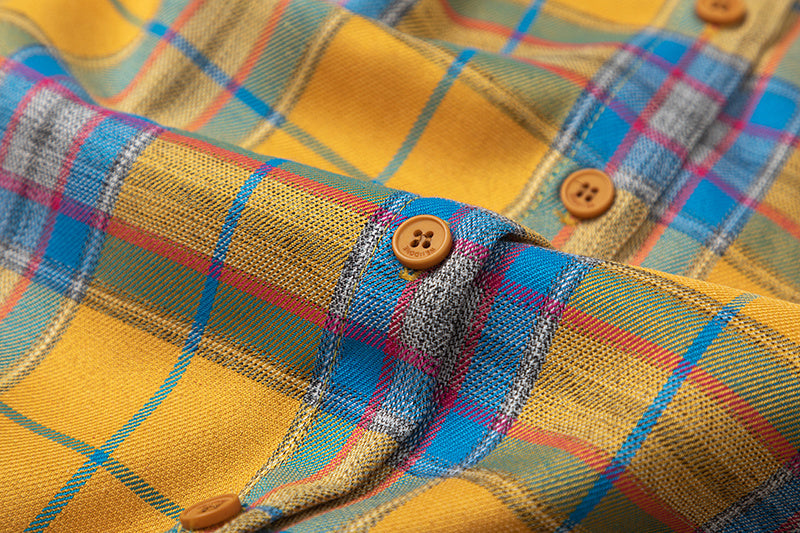 Yellow Multi-Color Plaid Long Sleeve Shirt