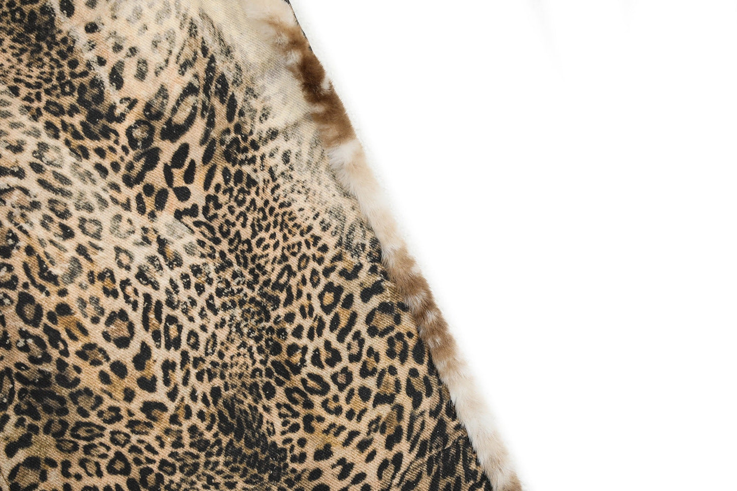 CapCabin “Leopard Fur-Trim Wide-Leg Jeans”