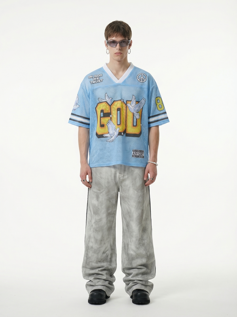 CapCabin “God We Trust” Mesh Jersey T-Shirt