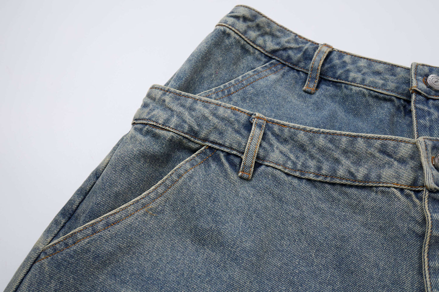 CapCabin Distressed Layered Waist Denim Shorts