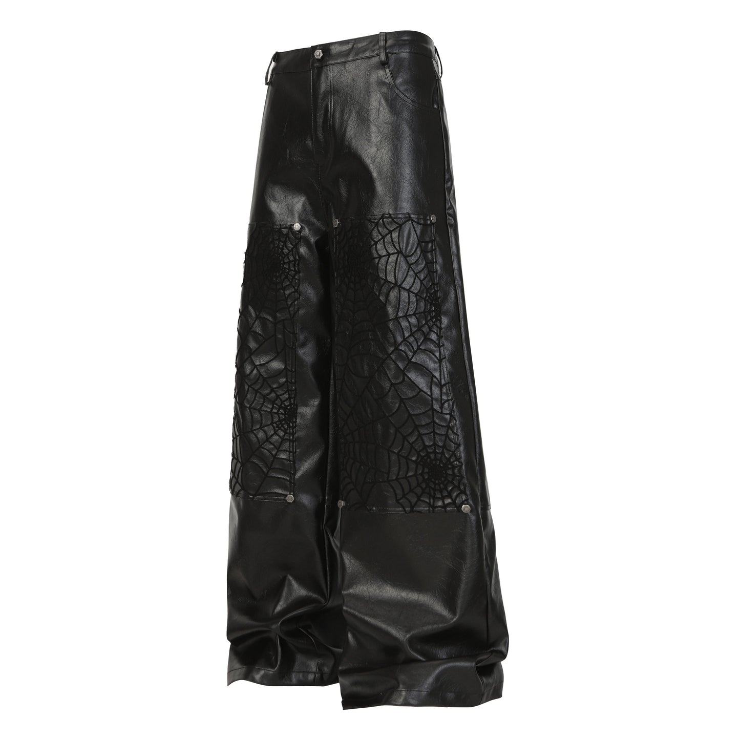 CapCabin Web Embossed PU Wide-Leg Pants