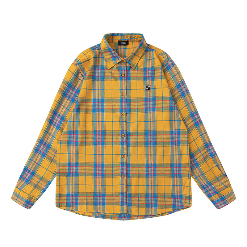 Yellow Multi-Color Plaid Long Sleeve Shirt