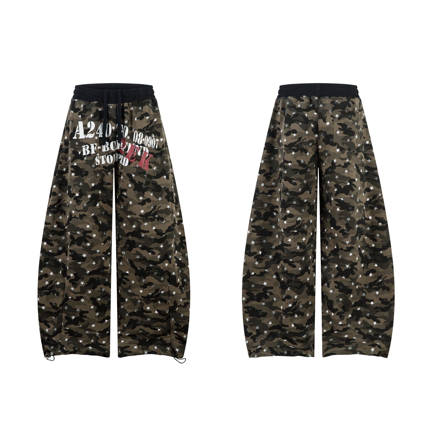 CapCabin Star Camo Wide-Leg Sweatpants