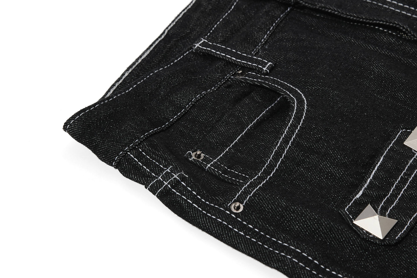 CapCabin Studded Strap Denim Pants