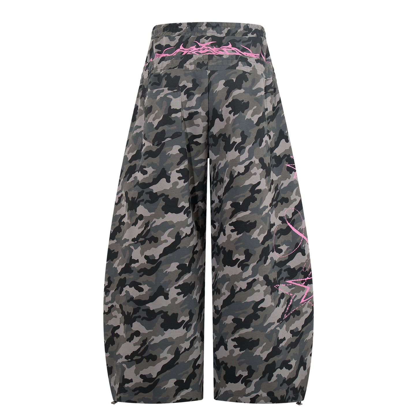 CapCabin “Camo Graffiti Wide-Leg Pants”