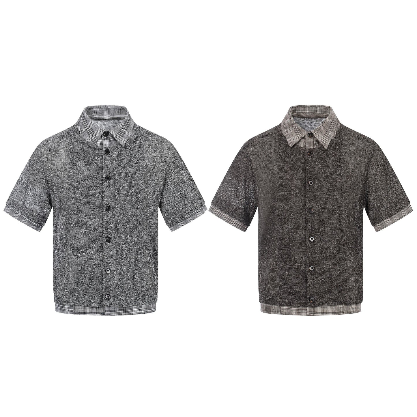 CapCabin “Layered Knit Check Shirt”